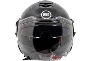 BHR Casque Jet à Double Visière 830 Flash, Casque Scooter Homologué ECE 22.06, Casque Moto Jet Léger et Confortable avec Visière Intérieure Parasol