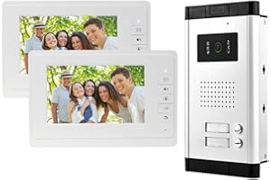 OBO HANDS uoweky 7 '' Intercom Video Color Wired Color Door System IR Night Vision Camera + Indoor Control Screens for 2/3 Department (2 Monitor)