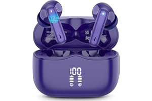 XINWLD Bezprzewodowe słuchawki douszne, słuchawki bezprzewodowe bluetooth 5.4 z mikrofonami z redukcją szumów ENC, 40 H z głębszym basem, wodoodporne słuchawki IP7 z wyświetlaczem LED, Granatowy