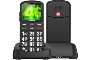 USHINING 4G Big Button Mobile Phone for Elderly, SIM Free Unlocked Senior Mobile Phone, Easy to Use Basic Mobile Phones with Type C Cable, Charging Base,SOS Emergency Button,Large Volume,Flashlight