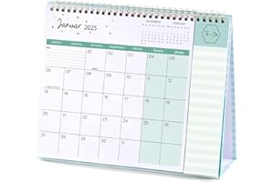 ARTFAN Calendrier de bureau 2023 - Calendrier 12 mois de janvier 2023 à décembre 2023 avec 53 pages mémo - Grande typographie - Pour le travail à domicile, l’école - 26,5 x 21,5 x 8,5 cm