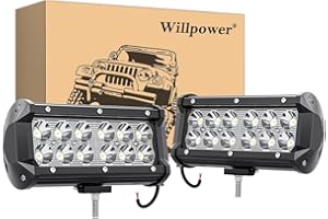 ‎WILLPOWER Willpower 2 Pcs LED Arbeitsscheinwerfer, 7 Zoll 36W led Flutlicht, Led Scheinwerfer 12v für Auto Bagger Anhänger Traktoren LKW SUV offroad, YY-02-2x36-F-LJ-1