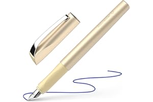 Schneider Ceod Shiny Stylo à plume (pour droitiers et gauchers, plume M, cartouche d'encre bleu royal incluse) light gold, Medium