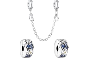 Doyafer 925 argent sterling étoile lune pendentif breloque femmes Bracelet collier perles breloques ensemble chaîne de sécurité, cadeaux de vacances d'anniversaire