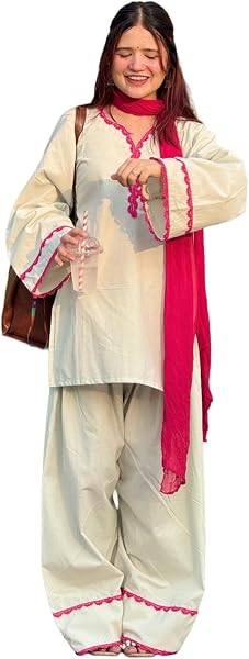 ANNI Designer Cora Cotton Farshi Salwar Suit for Women | Farsi Style Kurti | Farasi Kurta with Dupatta | Parsi Ethnic Dress | Indian Office Party Traditional Cl