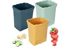 Luxvara 3 Pièces Coupe Fruits, Trancheuse de Fruits, Coupe-Fruits Multifonction, Trancheuse à Poussoir, Presse Fruits Coupe pour Fraises, Bananes, Œufs, Salades (Bleu, Vert, Jaune)