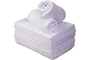 Bright Bots Terry Towelling Cloth Nappies 100% Cotton Soft Reusable and Absorbent Flat Diapers (Pack of 12, White)