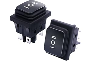 Taiss Interruptor basculante impermeable negro 16 A 250 V 20 A 125 V CA 6 pines 3 posiciones ON/OFF/ON DPST KCD4-203N-BK