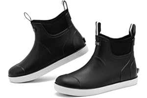 Rumkok Gummistiefel Herren Halbhoch, Grundlegend Wasserdicht Atmungsaktiv Stiefeletten, Anti-Rutsch Mode PVC Schwarz Chelsea-Stiefel, Gummistiefel Herren