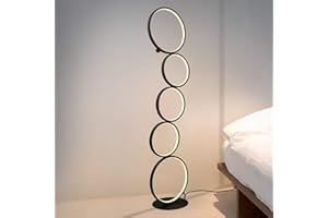 GBLY LED ściemnialna lampa podłogowa nowoczesna lampa podłogowa 32W przełącznik dotykowy lampa podłogowa ciepła biel 3000K aluminiowa lampa górna 5-Lekka pierścieniowa czarna lampa podłogowa do sypialni salon Study