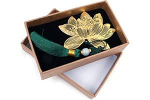 Zakładka do książki Alnicov Metal z frędzlami, złota mosiężna zakładka Lotus, wyjątkowy prezent dla miłośników książek, czytelników lub bibliotekarzy