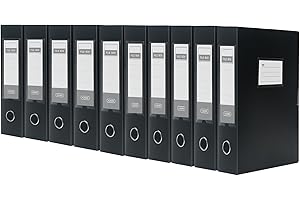 SOYIRI 10 Pezzi Scatola Archivio A4, Dorso da 75 mm, Raccoglitori Documenti con Coperchio per Ufficio, Scuole (Nero)