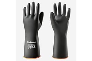ThxToms Chemikalienbeständige Gummihandschuhe, Chemikalienschutzhandschuh, beständig gegen starke Säuren, Laugen und Öl, Schwarz, 35cm, 45cm, 55cm (35cm)
