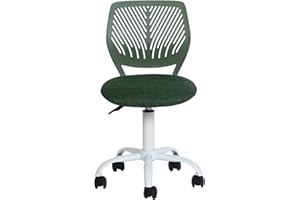 FurnitureR Krzesło gamingowe dla dzieci, krzesło biurowe, krzesło dla graczy, ergonomiczne, nowoczesne wzornictwo, bez rękawów, regulacja wysokości siedziska, gumowe kółka, zielone