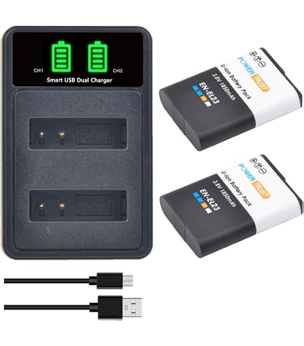 Nikon En El 23 Battery Kit 2 Batterie EN-EL23 2500 MAh Caricatore Per Nikon Coolpix P900, P600, B700 Power Bank 27000 MAh