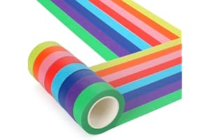 TRUEIN 8 Rotoli Nastro Adesivo Carta Colorato, 18mmX12m Adesivi Nastro Arcobaleno Carta Washi Tape Set, Nastro Adesivo Decorativo Scrivibile Per Painting, Etichettatura, Diy Craft,Decorazione