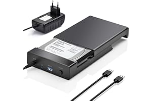 Amtake Festplatten Docking Station, USB3.0 SATA HDD Dockingstation für 2,5 und 3,5 Zoll SATA HDD/SSD, 5Gbps Festplatten Adapter Unterstützt UASP