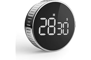 Timer da cucina, HOMMINI Timer digitale da cucina con ampio display LCD, allarme forte, funzionamento con un solo pulsante, timer magnetico per conto alla rovescia, controllo manopola, per cucina,
