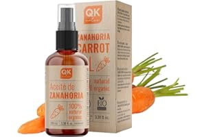 QKnatur - HUILE DE CAROTTE 100 ml - 100% pure et naturelle - Bronzant solaire naturel - Hydrate et rajeunit la peau - Répare les cheveux - Flacon en verre