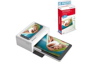 AgfaPhoto - Lote de Impresora Realipix Moments + Cartuchos y Papeles 40 Fotos adicionales - Impresión Bluetooth Photo 10x15 cm Smartphone Apple y Android, 4Pass Sublimation Thermic, Color Blanco