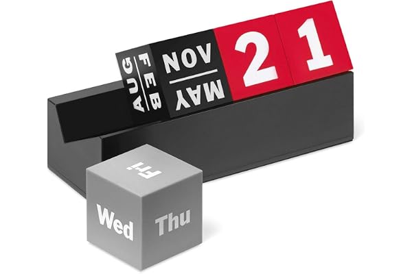 Arteum - Calendrier - Perpetual, Cubes (rouge/gris/noir) - Multicolore