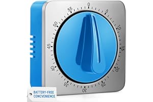 EZYLINKER Kitchen Timers, Timer Da Cucina Con Allarme Forte, Non Richiede Batterie, 100% Meccanico - Retro Magnetico, Squisito Corpo in Acciaio Inossidabile - Promemoria Conto Alla Rovescia - Blu