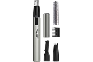 Wahl Tondeuse à poils de nez Micro Finisher pour hommes et femmes 3 en 1, tondeuse pour le nez et les oreilles et les sourcils, alimentée par batterie au lithium, têtes lavables
