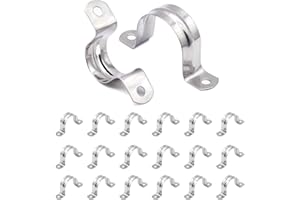 SUPERFA 20Pcs 25mm U Shaped Pipe Strap Clamps, 304 Stainless Steel Hose Wall Clips for Water and Gas Pipes
