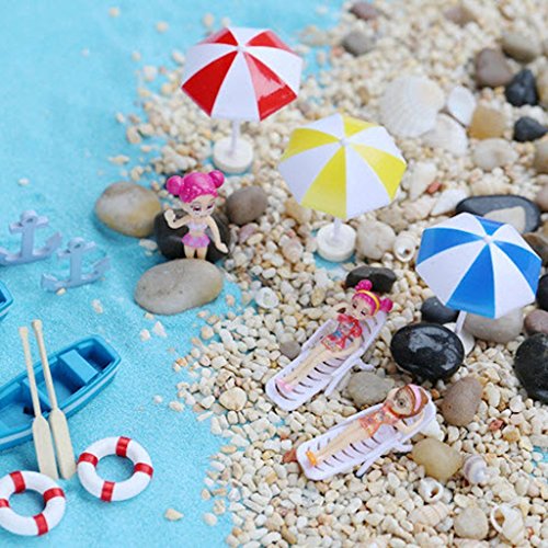 LUOEM Strand Sonnenschirm Mini Regenschirm Landschaft Bonsai Dollhouse Handwerk Dekor Blau - 4