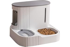 YWKIYRS Fournitures pour Animaux de Compagnie Distributeur Croquettes Chat/de Nourriture 2 en 1 Distributeur Automatique d'eau pour Chats Distributeur d'eau de Grande capacité Chien Distributeur d'eau (Gris)