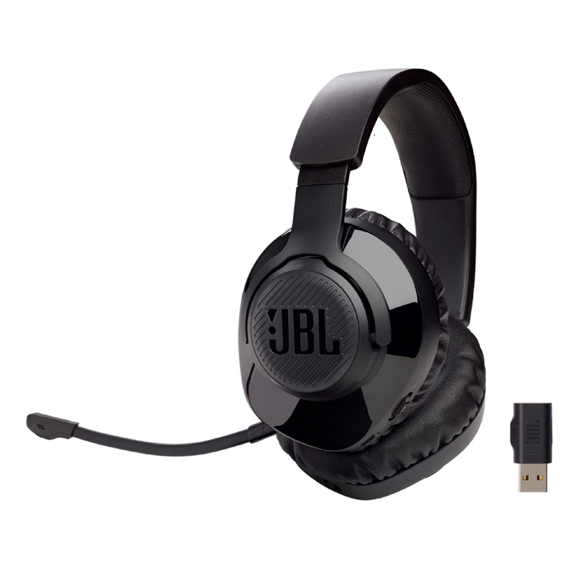 (Refurbished) JBL Free WFH Wireless, Over Ear Headset with Detachable Voice-Focus Noise Cancelling Mic, Lossless & Low-lag 2.4GHz USB Dongle for Work from Home, Conference Calls, Online Learning & Teaching (Black)