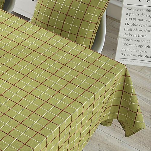 Simple pastoral style cotton linen plaid round tablecloths for dining room, tea table, picnics, parties Green