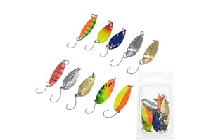 BOGORO 10 Pièces Leurres de Pêche CuillèRe, Pêche Basse Leurres, Leurre de Pêche en Métal, Appâts de Pêche à la Truite, Leurre de Pêche Cuillers de Pêche, pour Saumon, Touladi, Truite de Mer et Perche