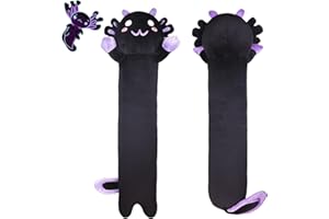 ROMINVIC Langer Plüschtier Axolotl Stofftier,Schwarz 70cm Kawaii Salamander Plüsch, Axolotl Kuscheltier Plüschkissen, Katze Plüsch Kissen,für Kinder Mädchen Jungen