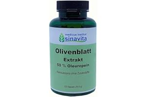 MEDICUS INSTITUT SINAVITA Olivenblatt Extrakt, 50% Oleuropein, 120 Kps., Reinsubstanz ohne Zusatzstoffe, vegetarische Kapselhülle, deutsche Produktion