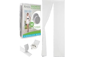 ARCOL Moskitiera magnetyczna na drzwi - Kurtyna z siatki w minimalistycznym stylu bez pionowych pasków. Magnesy umieszczone na całej długości. Automatyczne zamknięcie (120x240 cm, Biały)