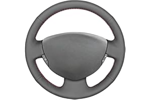 MEWANT Housse de volant respirante en cuir véritable noir pour Renault Clio 2 2001-2008 / Twingo 2 2007-2014 / Dacia Sandero 2008-2012 / Housse de volant Clio