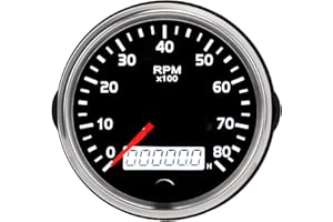 FOCKETY Tacómetro de 85 Mm, Pantalla LCD de 8000 RPM, Medidor de Tacómetro Impermeable, Tacómetro Electrónico, Retroiluminación, Medidor de Tacómetro para Motor de Gasolina de 1 a 8 Cilindros, Coche, Barco