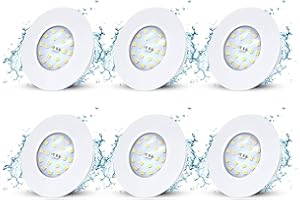 Allesgute Spot LED Encastrable Blanc pour Salle de Bain IP44 Étanche, 5W Plafonnier Spot Encastré, Spots de plafond Extra Plat,500lm Equivalente de 50W Lampe de plafond,Blanc Neutre 4500K,Lot de 6