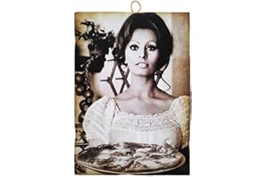 Kustom Art Tableau de style vintage, Acteurs fameux Sofia Loren Che Serve La Pizza. Impression sur bois pour ameublement, restaurant, pizzeria, bar, albergo, 40 x 30 cm