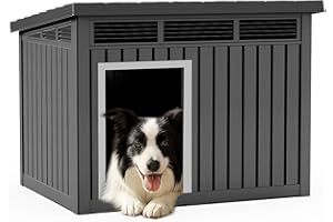 DRATO Dog House for Both Indoor and Outdoor with Weatherproof Roof Removable Floors for Medium to Large Dogs Interior Space (Black, Medium(32.2 * 25.12 * 24.13''))
