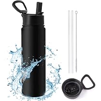 GoHZQ Edelstahl Trinkflasche mit Strohhalm 700ml/ 940ml Isolierte ...