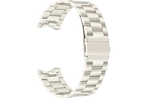 TRUMiRR Ein Klick Armband Ersatz für Galaxy Watch 7 6 40mm Frauen, No Gap Edelstahl Uhrenarmband Creme Gold Armband für Samsung Galaxy Watch 7 6 5 4 40mm 44mm