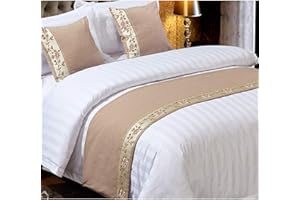 BARDYS Bed Runners And Matching Cushions Set, Cotton And Linen Jacquard Scarves Bed Runners Hotel Bed Scarf Bedding Bed Towel Bedspread Protection For Living Room Bedroom (Color : Beige, Size : 50x210cm (f