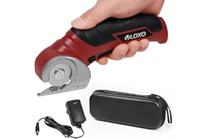 VLOXO Electric Rotary Cutter Cordless Rotary Cutter for Fabric with Safety Lock Handheld Portable Rechargeable Powerful Fabric Cutter for Carpet, Leather, Felt with Storage Box