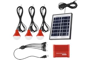 YISENTNO Panneaux solaires, panneau solaire portable, kit solaire batterie 3.7V énergie solaire avec 3 ampoules LED Kit d'éclairage pour panneau solaire pour cour, jardin, gouttière, chemin