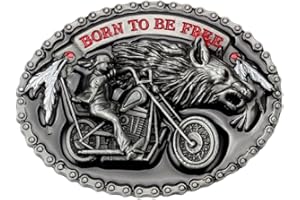 Longcreek Hebilla de cinturón de hombre lobo, Hebilla de cinturón ovalada de motociclista punk rock, hebilla de cinturón de cabeza de lobo vikingo nórdico, hebilla de cinturón de motorista