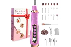 XunmotorYao Fresa per Unghie Professionale 20000 RPM Cordless Manicure Elettrico e Pedicure Set 15 in 1 Lima Elettrica per Unghie Senza Fili USB Manicure e Pedicure Elettrico per Casa Salone,Viola