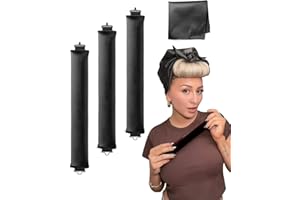 YOSHUYUKI Heatless Hair Curler to Sleep in No Heat Satin Heatless Curls Overnight Rods Curling Set Jumbo Large Foam Sponge Hair Rollers Curlers for Long Short Hair Volume Women Styling Tools (Black)
