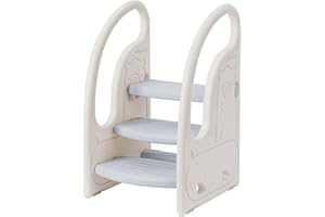 Onasti Marche Pied pour Enfant, Tabouret 3 marches pour bébé, Rehausseur Stable, Multifonction et Antidérapant.avec Poignées Parfait pour Cusine, Salle de Bain, Apprentissage de la propreté
